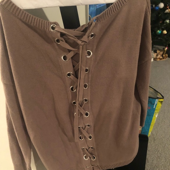 Express tan lace back sweater - Picture 2 of 2